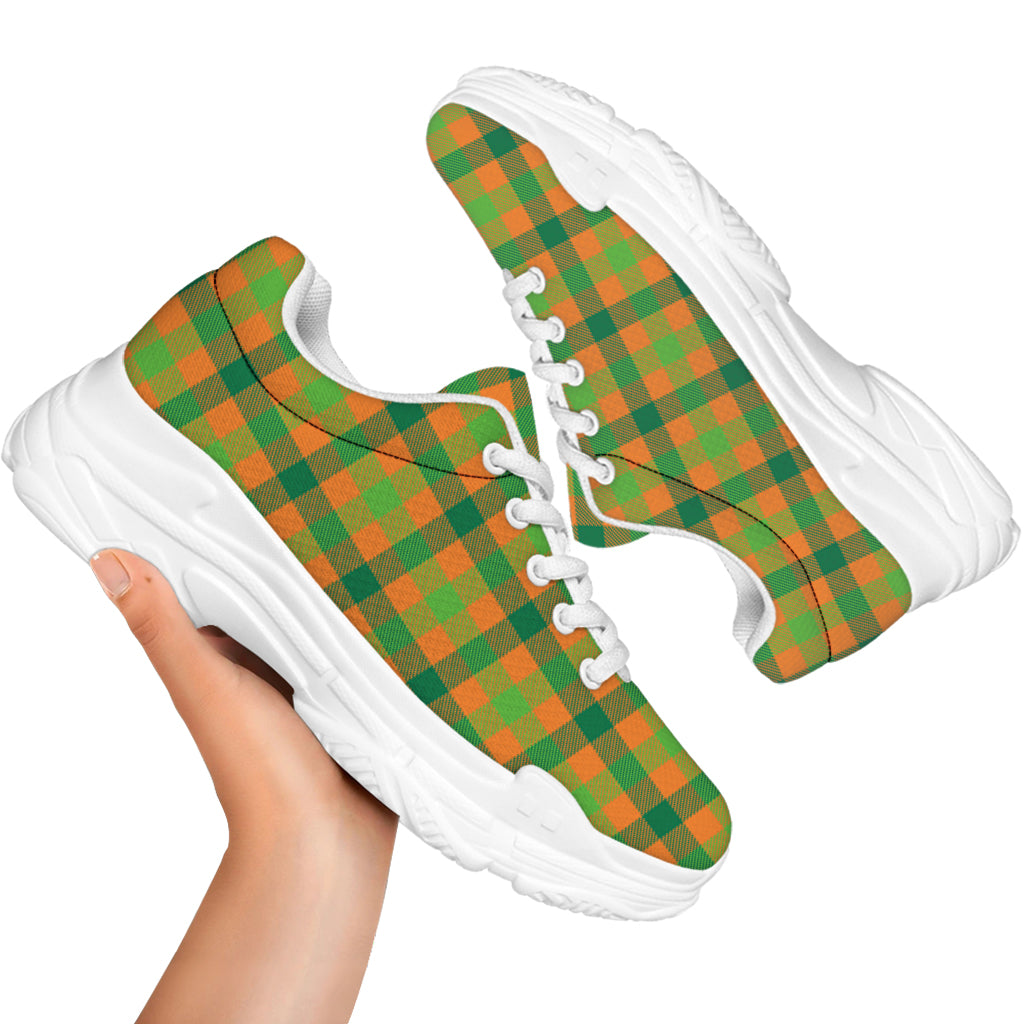 Shamrock Plaid Saint Patrick's Day Print White Chunky Shoes