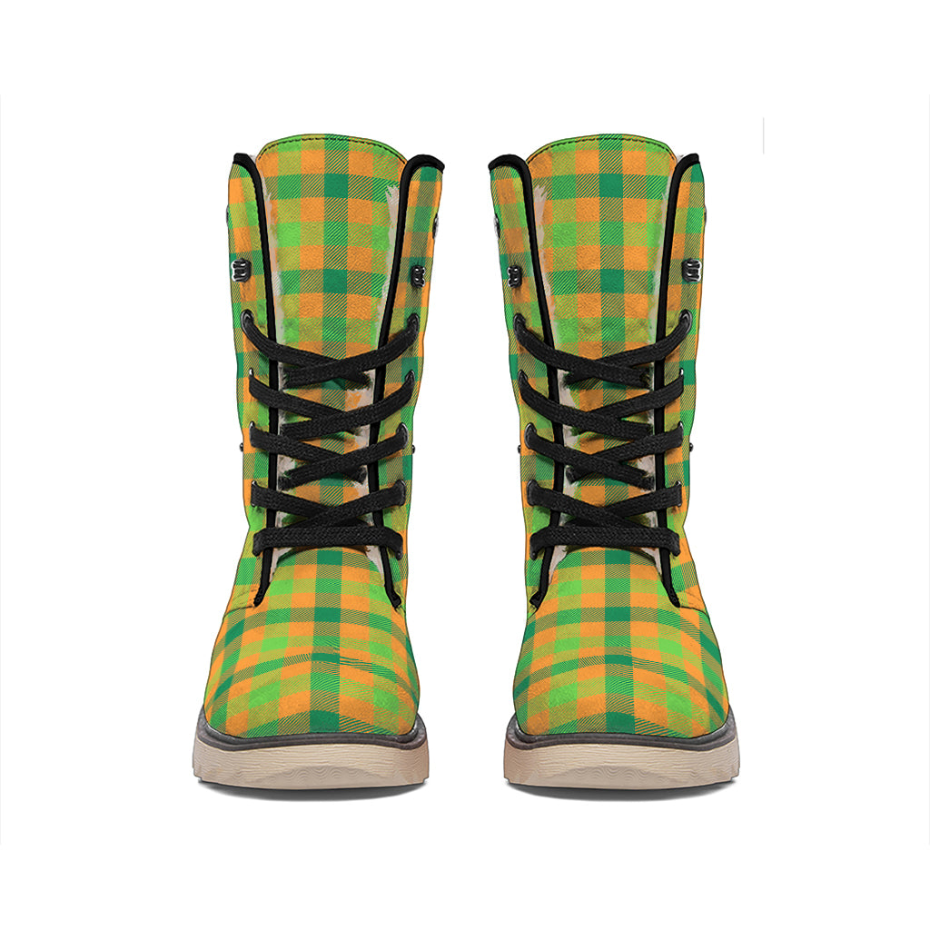 Shamrock Plaid Saint Patrick's Day Print Winter Boots