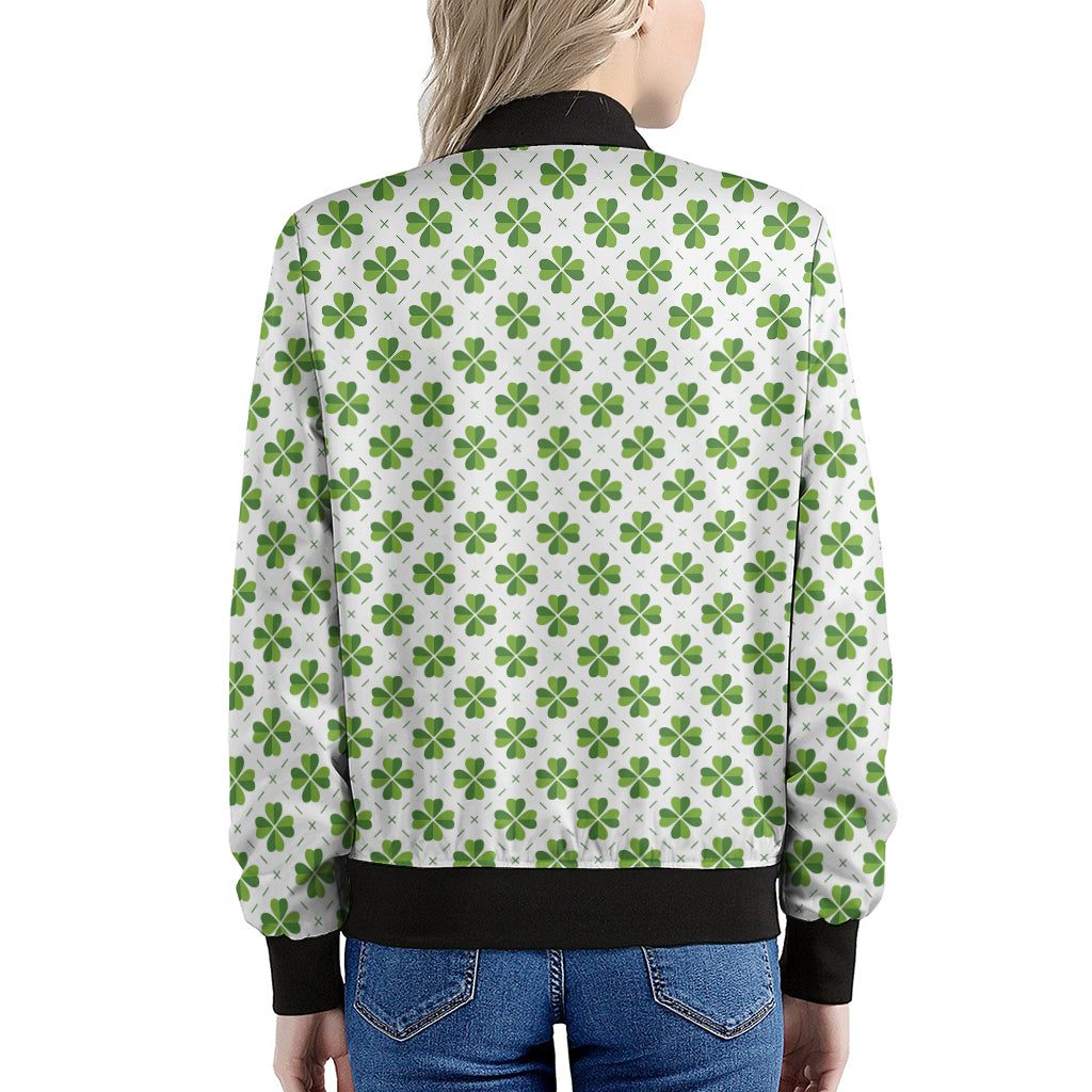 Shamrock Saint Patrick's Day Print Women's Bomber Jacket