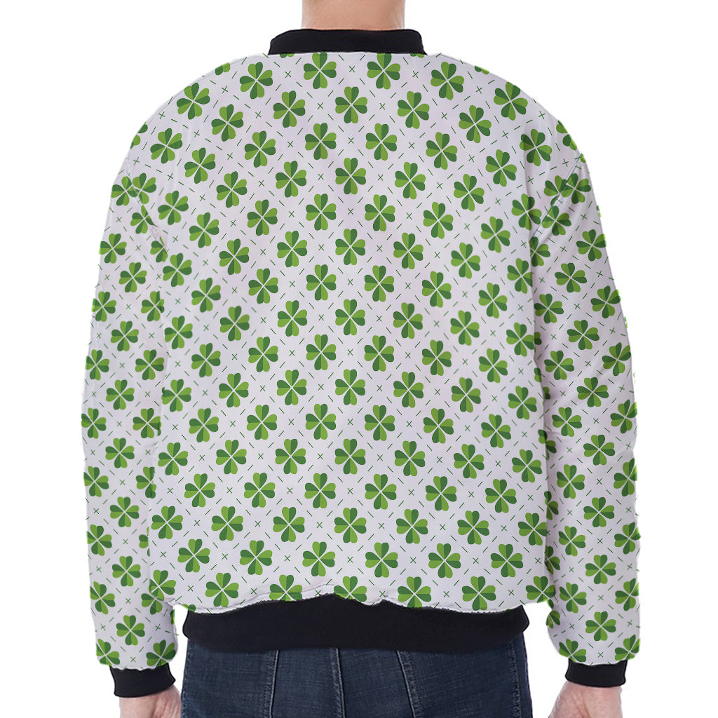 Shamrock Saint Patrick's Day Print Zip Sleeve Bomber Jacket