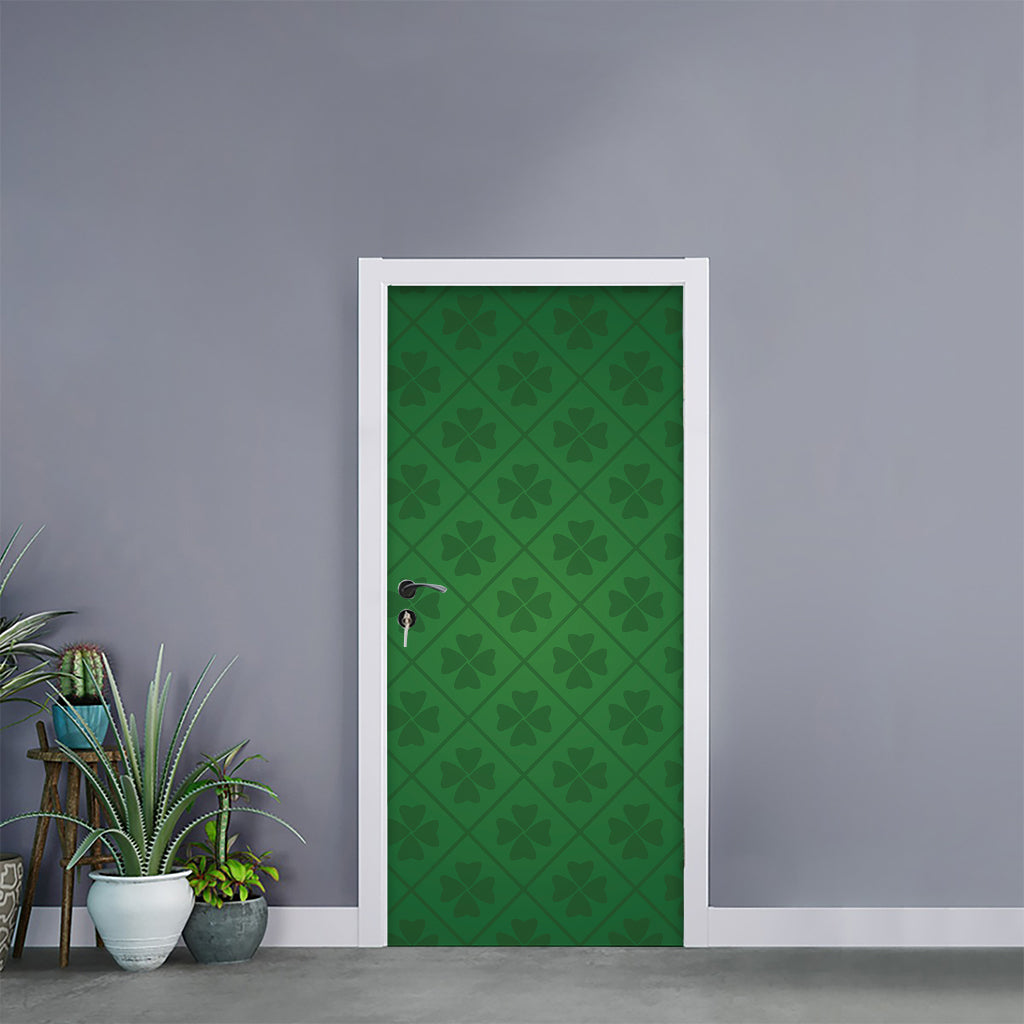 Shamrock St. Patrick's Day Pattern Print Door Sticker