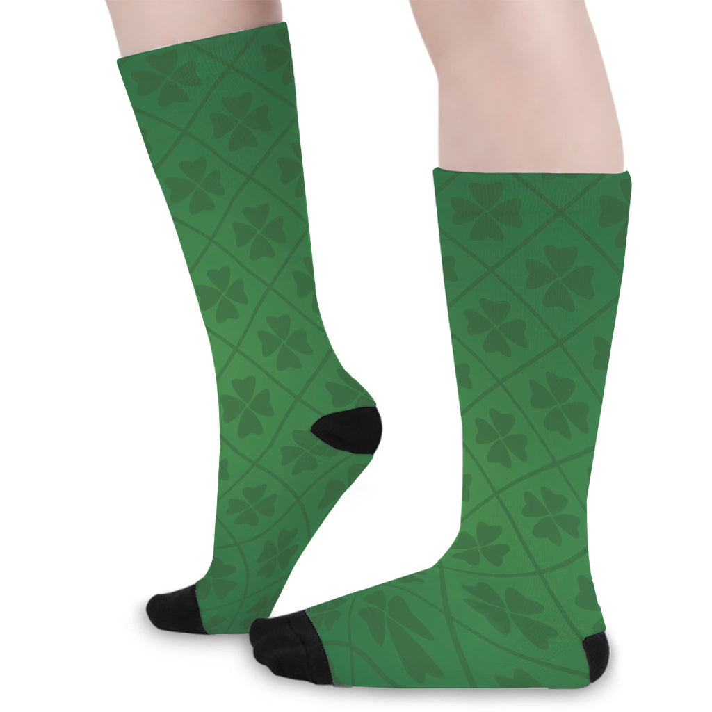 Shamrock St. Patrick's Day Pattern Print Long Socks