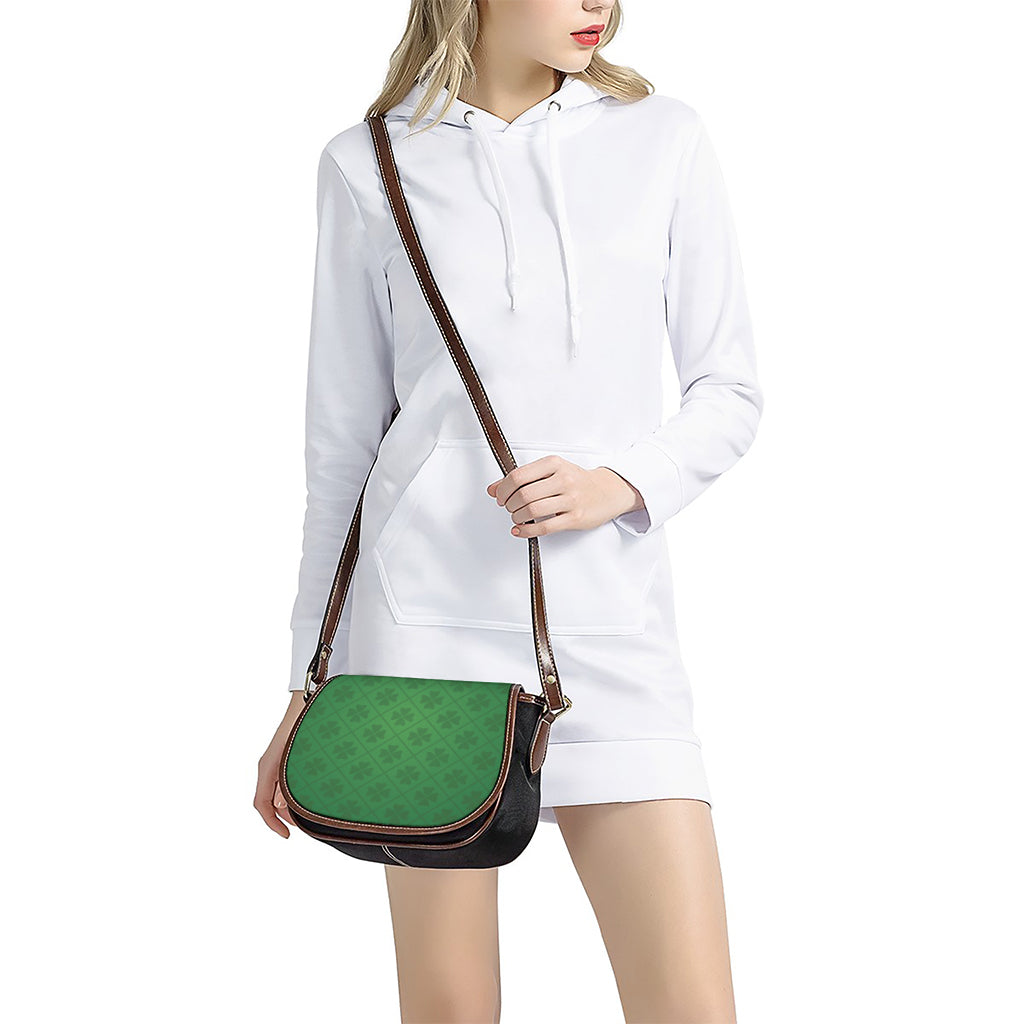 Shamrock St. Patrick's Day Pattern Print Saddle Bag