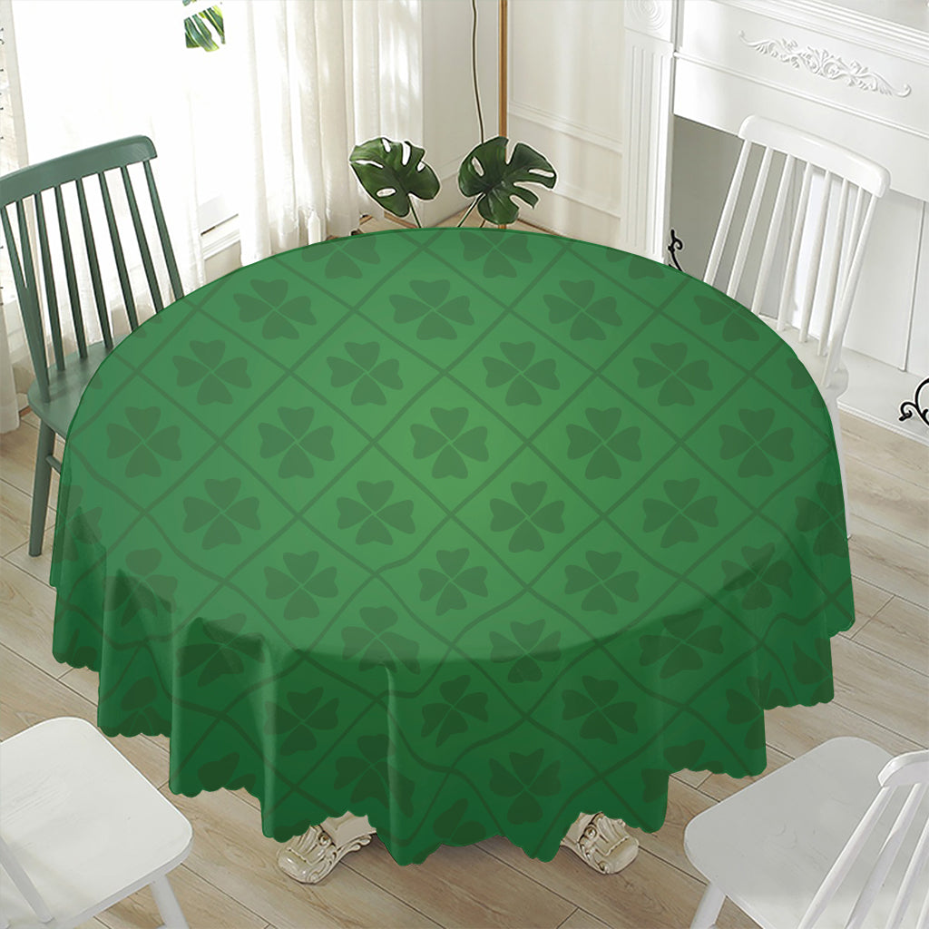 Shamrock St. Patrick's Day Pattern Print Waterproof Round Tablecloth