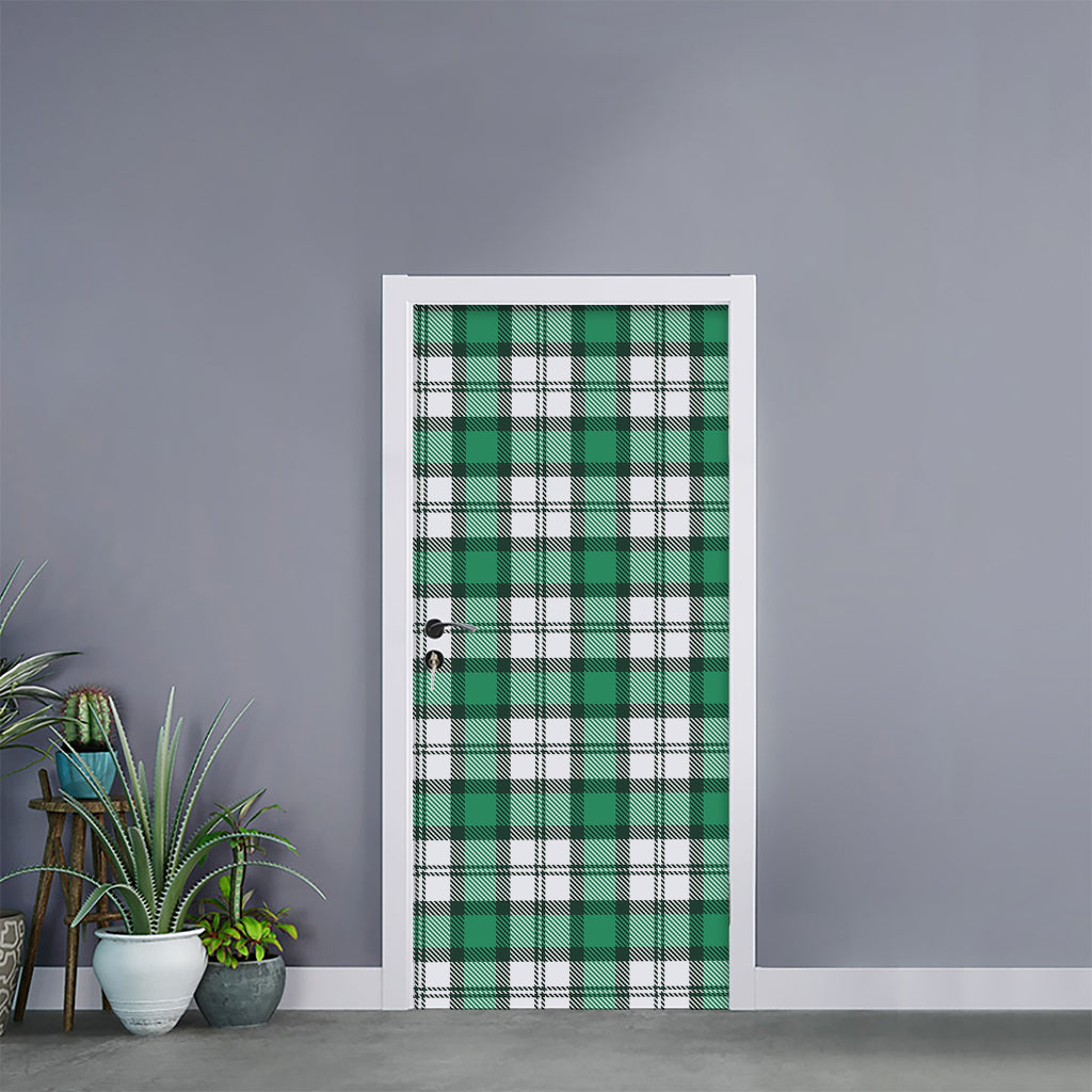 Shamrock St. Patrick's Day Tartan Print Door Sticker