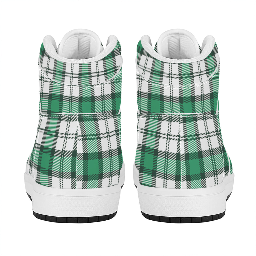 Shamrock St. Patrick's Day Tartan Print High Top Leather Sneakers