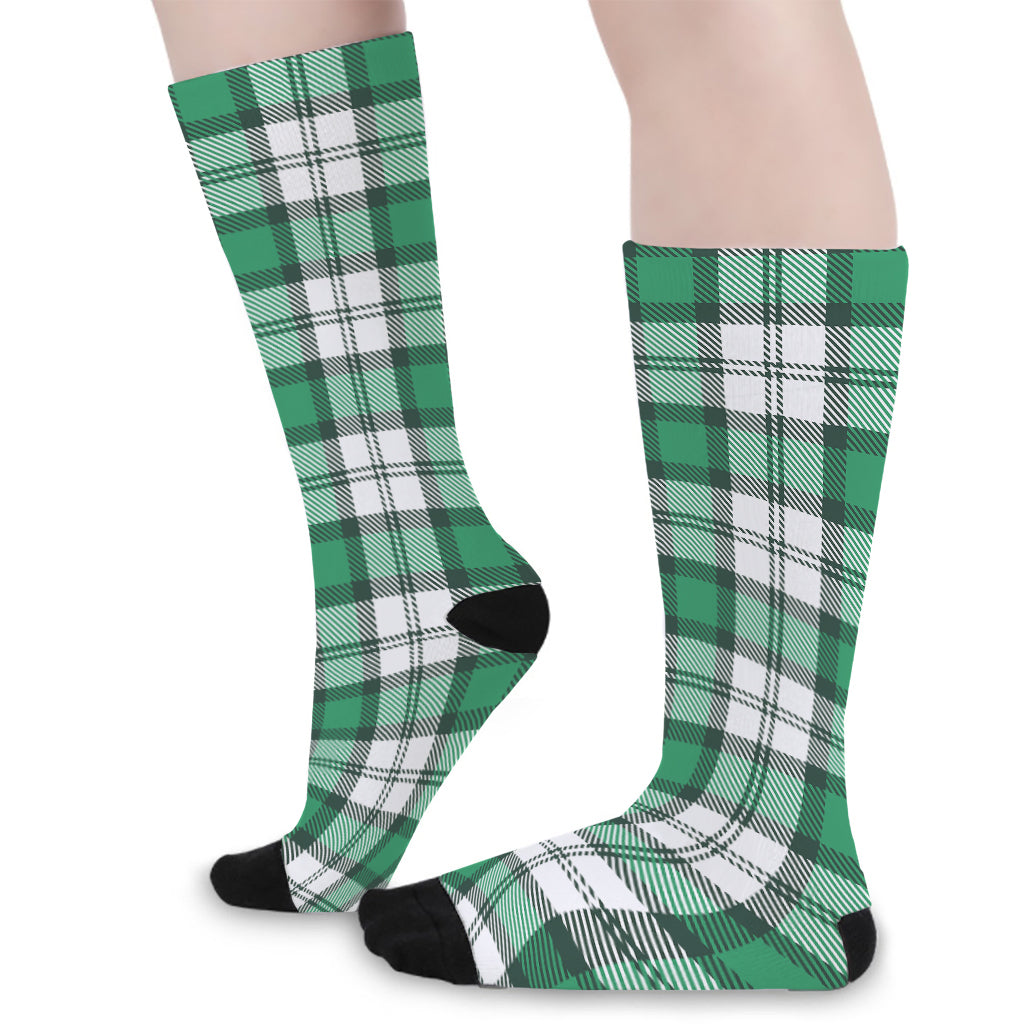 Shamrock St. Patrick's Day Tartan Print Long Socks