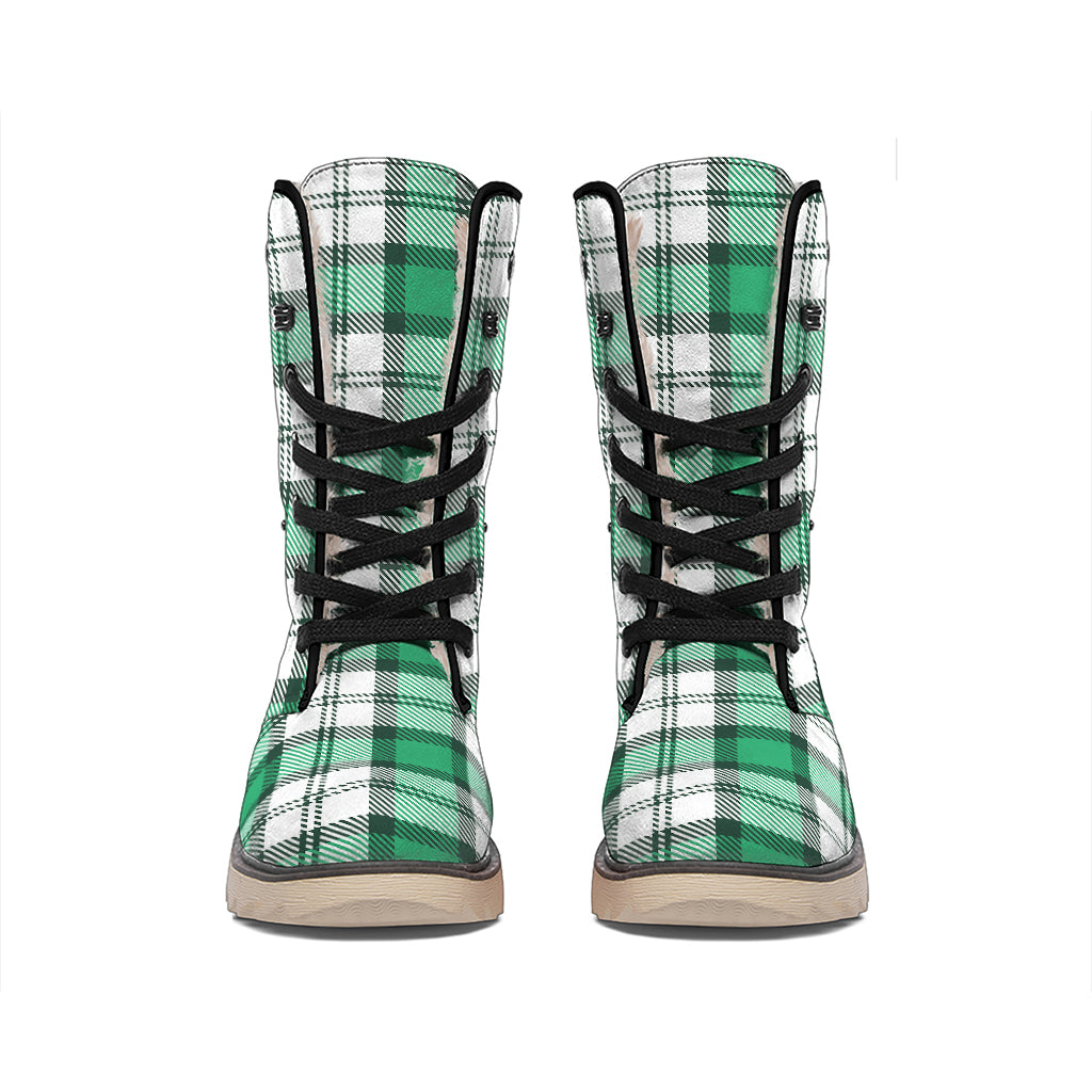 Shamrock St. Patrick's Day Tartan Print Winter Boots