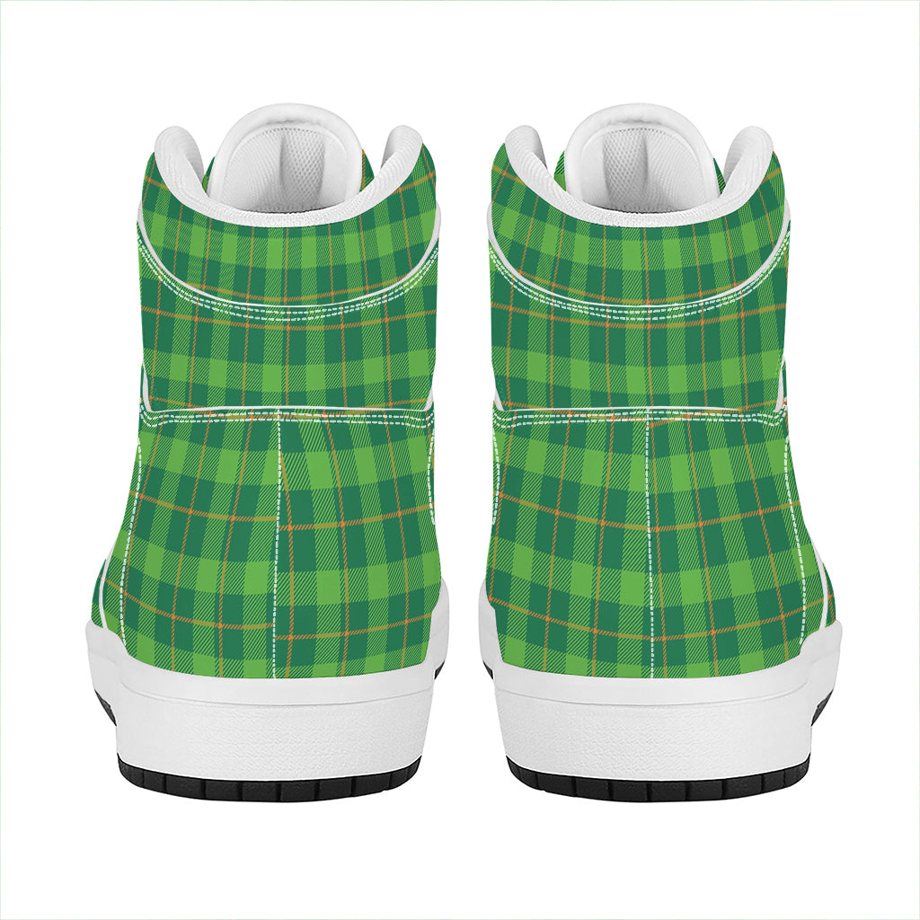 Shamrock Tartan St. Patrick's Day Print High Top Leather Sneakers