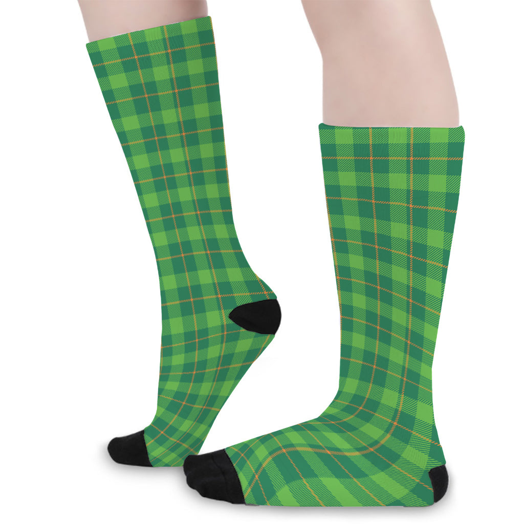 Shamrock Tartan St. Patrick's Day Print Long Socks
