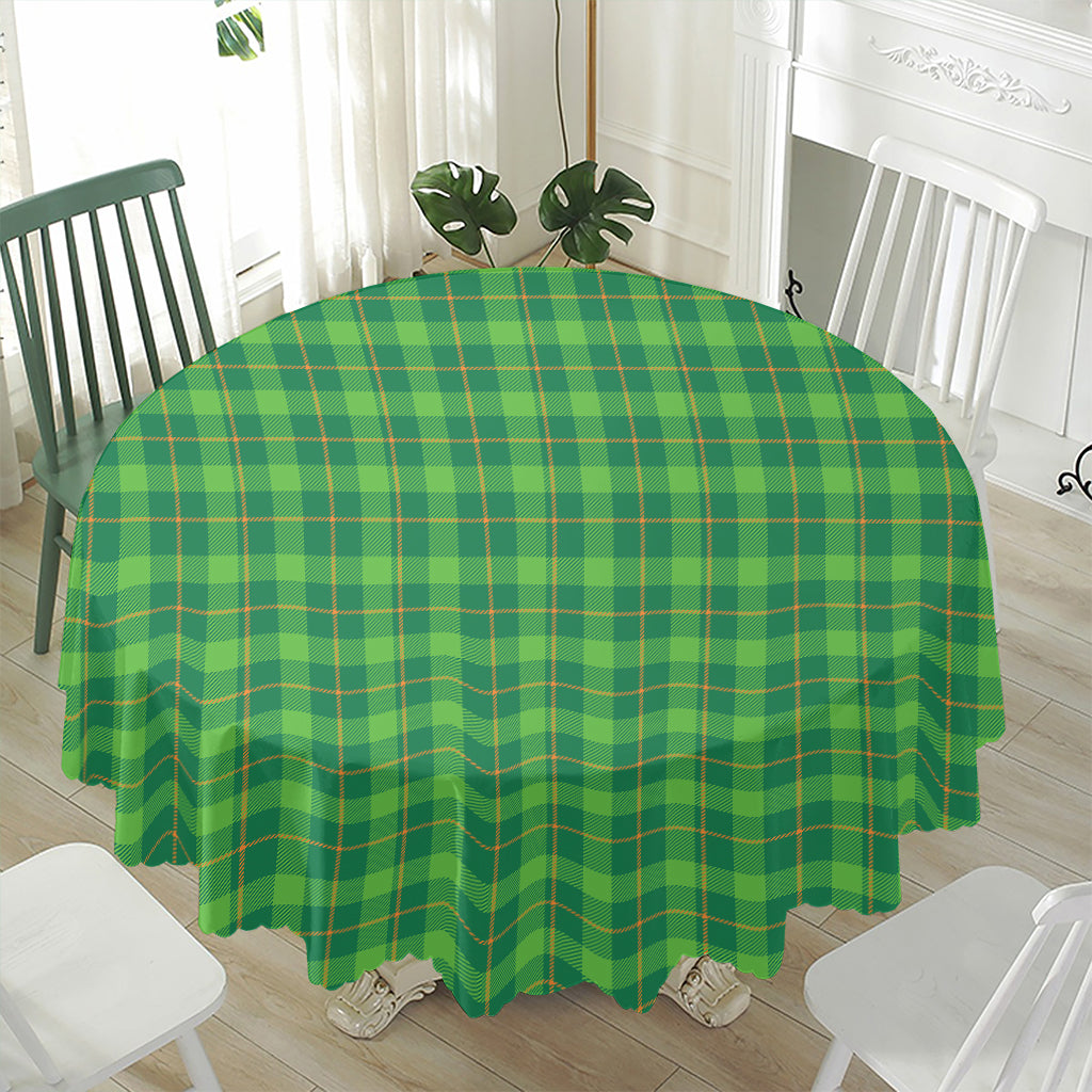 Shamrock Tartan St. Patrick's Day Print Waterproof Round Tablecloth