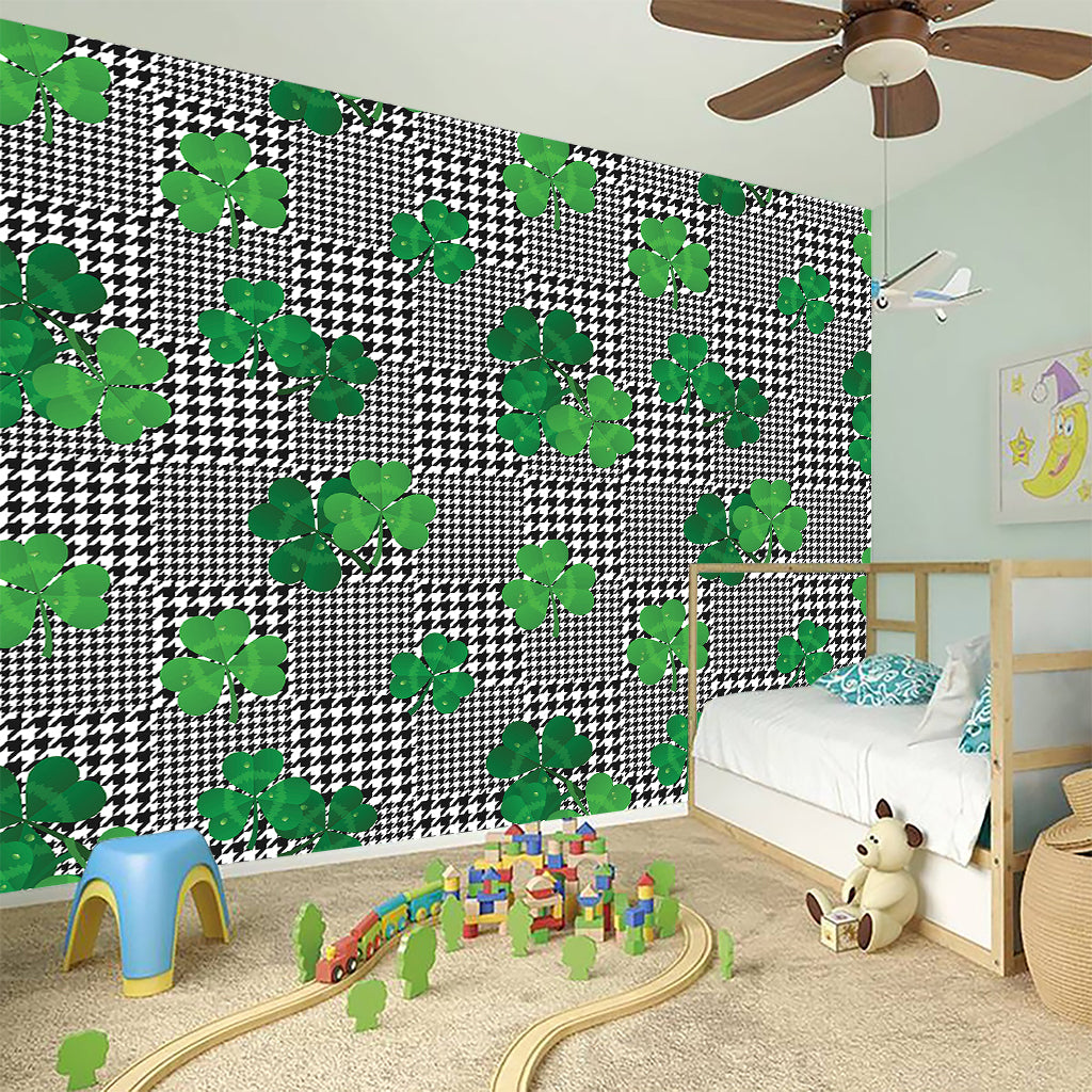 Shamrocks Houndstooth Pattern Print Wall Sticker