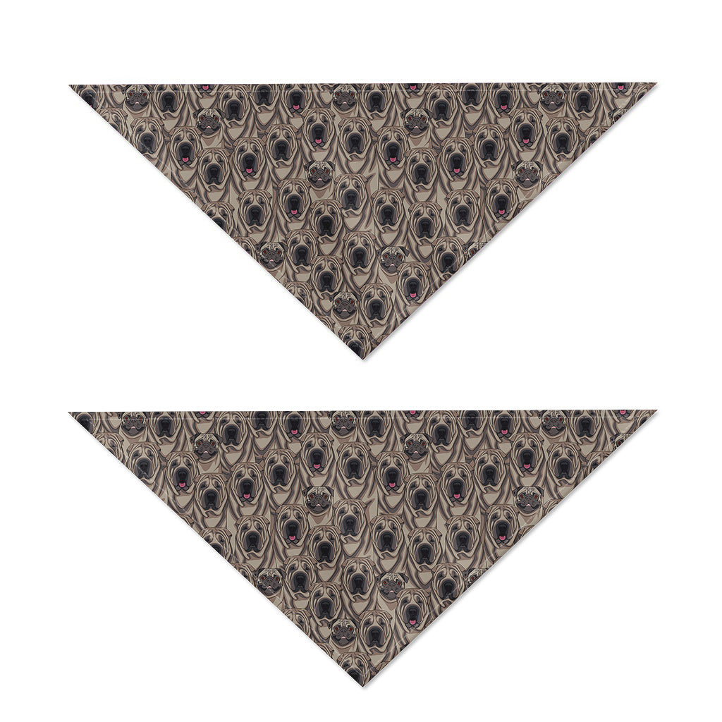 Shar Pei And Pug Pattern Print Dog Bandana
