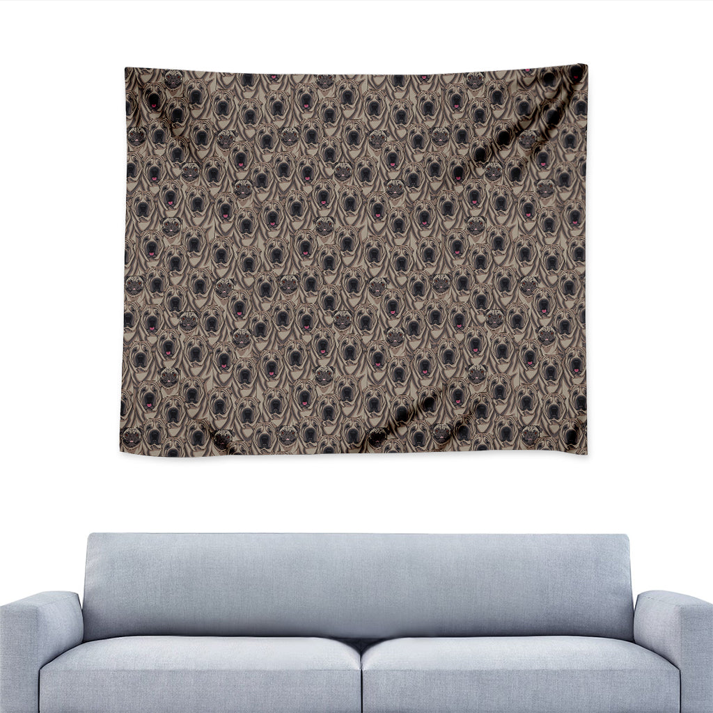 Shar Pei And Pug Pattern Print Tapestry