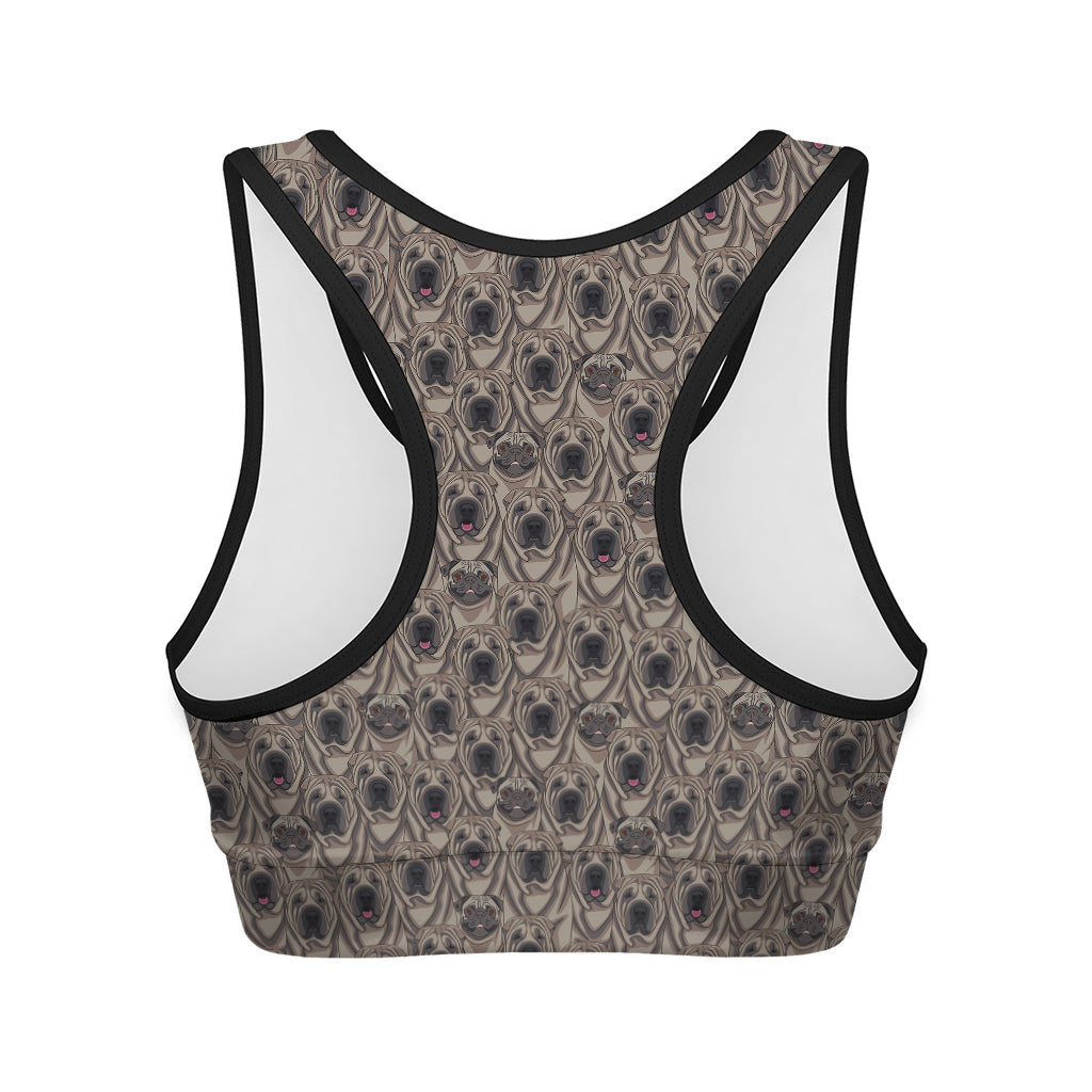 Shar Pei And Pug Pattern Print Women's Sports Bra