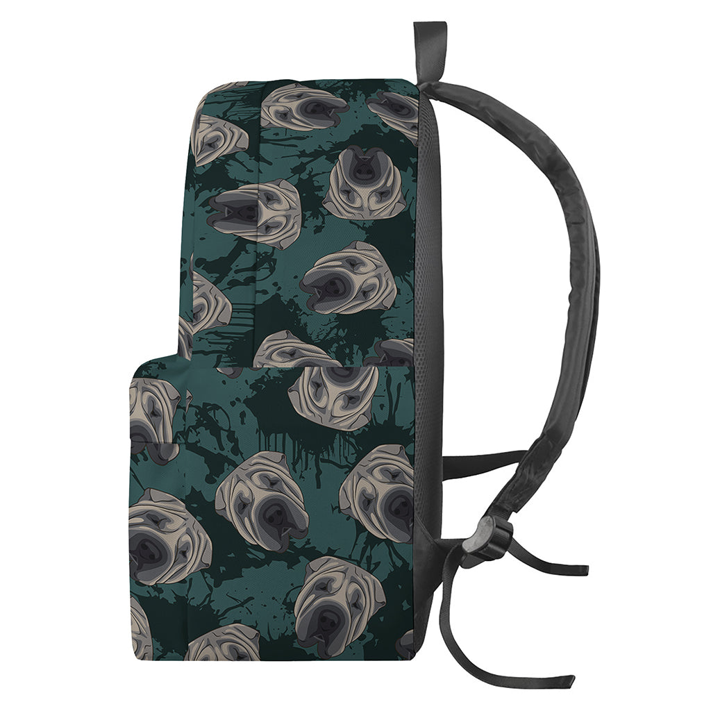 Shar Pei Face Pattern Print Backpack
