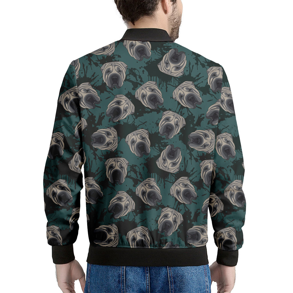 Shar Pei Face Pattern Print Men's Bomber Jacket