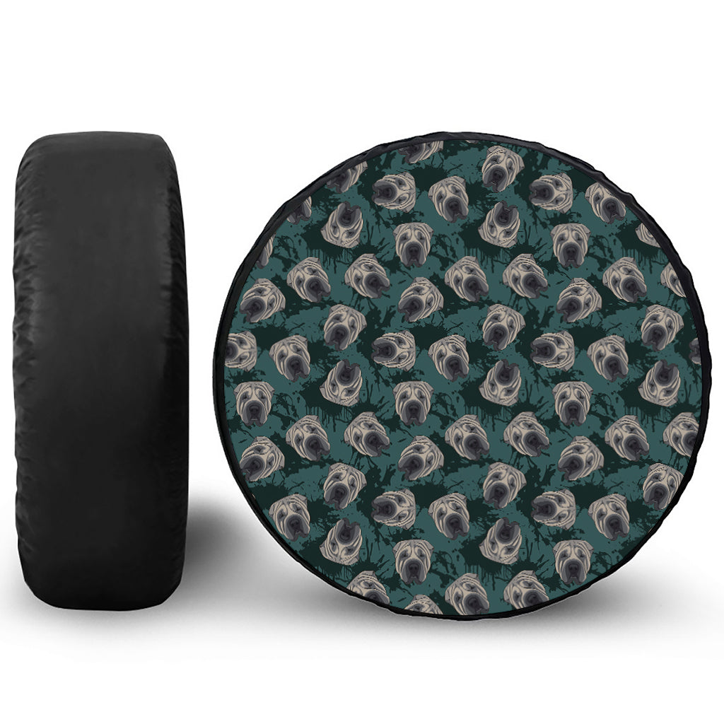 Shar Pei Face Pattern Print Tire Cover