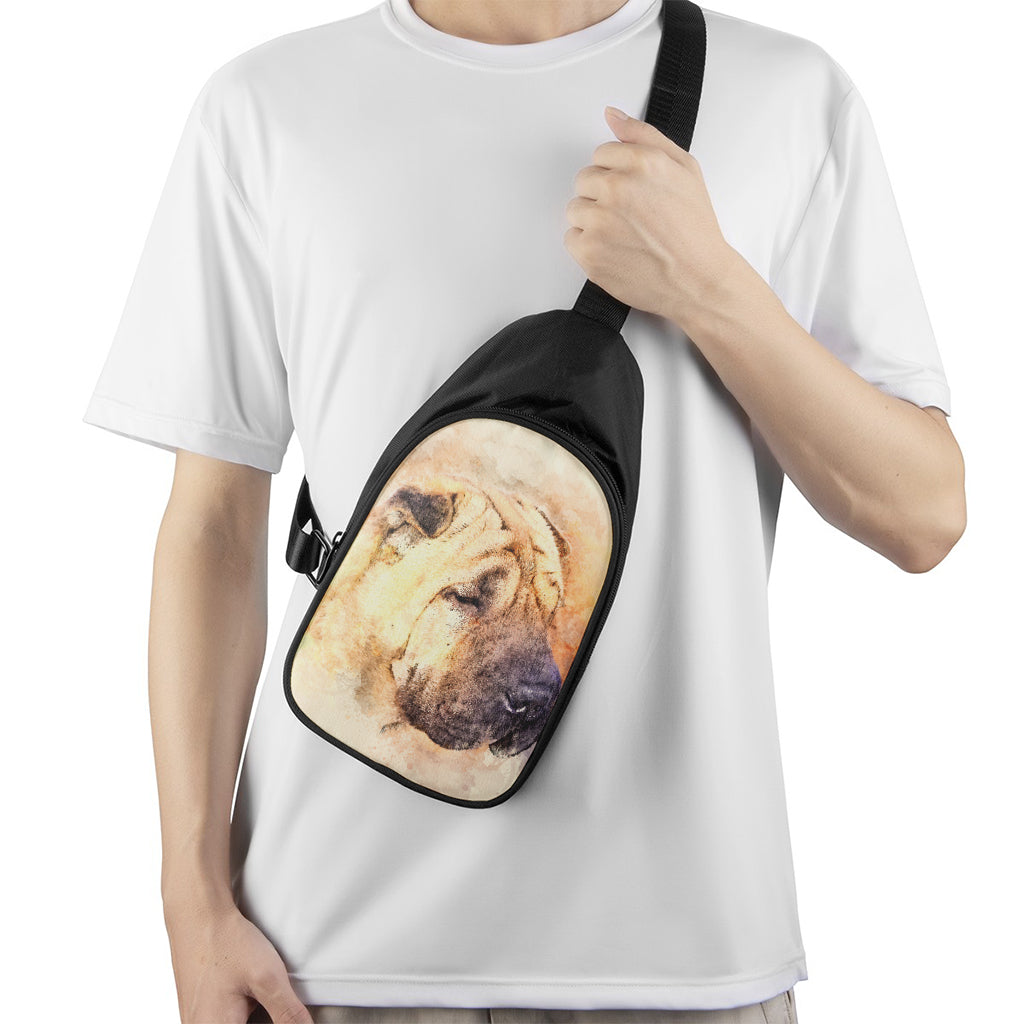 Shar Pei Portrait Print Chest Bag