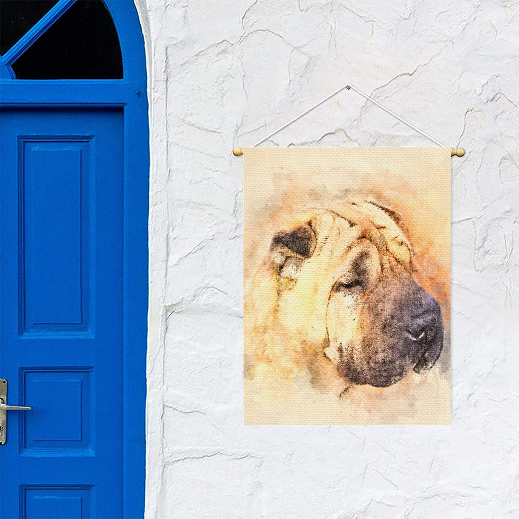 Shar Pei Portrait Print Garden Flag
