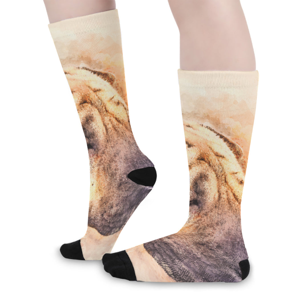Shar Pei Portrait Print Long Socks