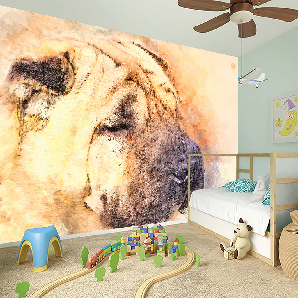 Shar Pei Portrait Print Wall Sticker