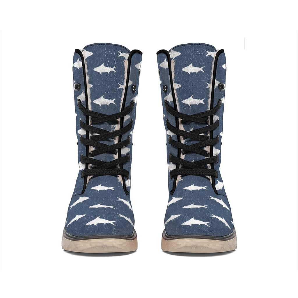 Shark Fish Pattern Print Winter Boots