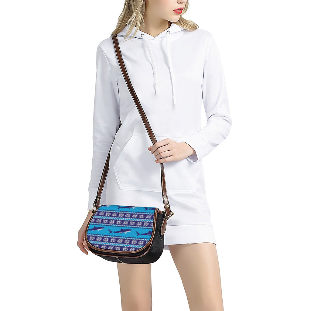 Shark Knitted Pattern Print Saddle Bag