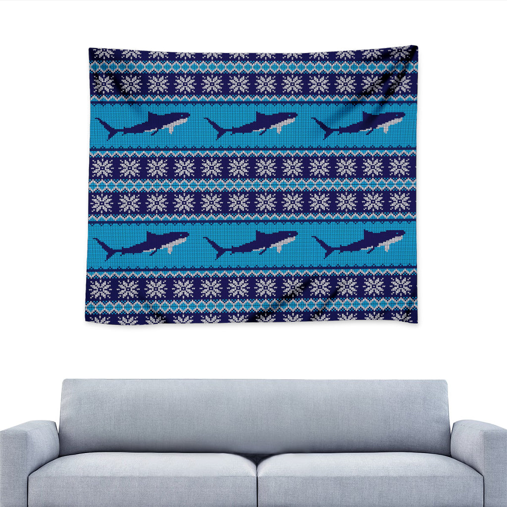 Shark Knitted Pattern Print Tapestry