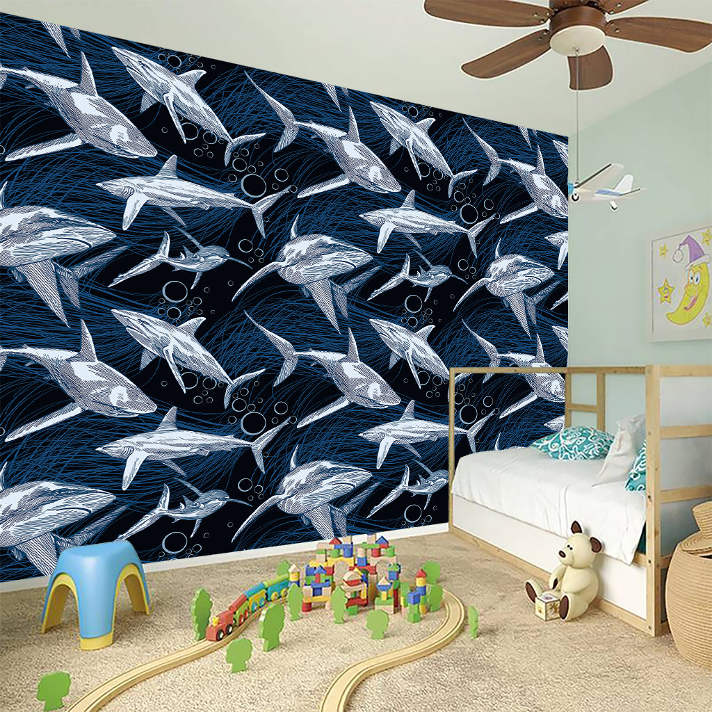 Shark Underwear Pattern Print Wall Sticker
