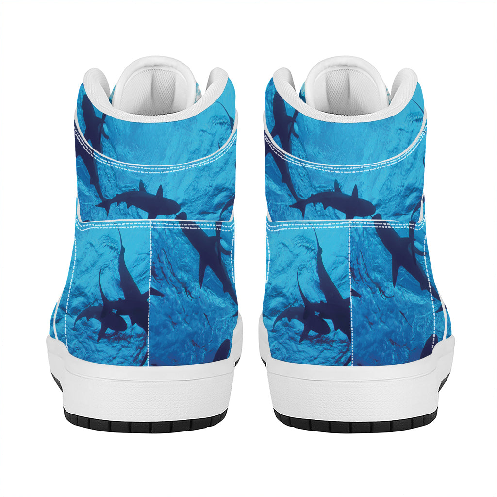 Shark Underwear Print High Top Leather Sneakers