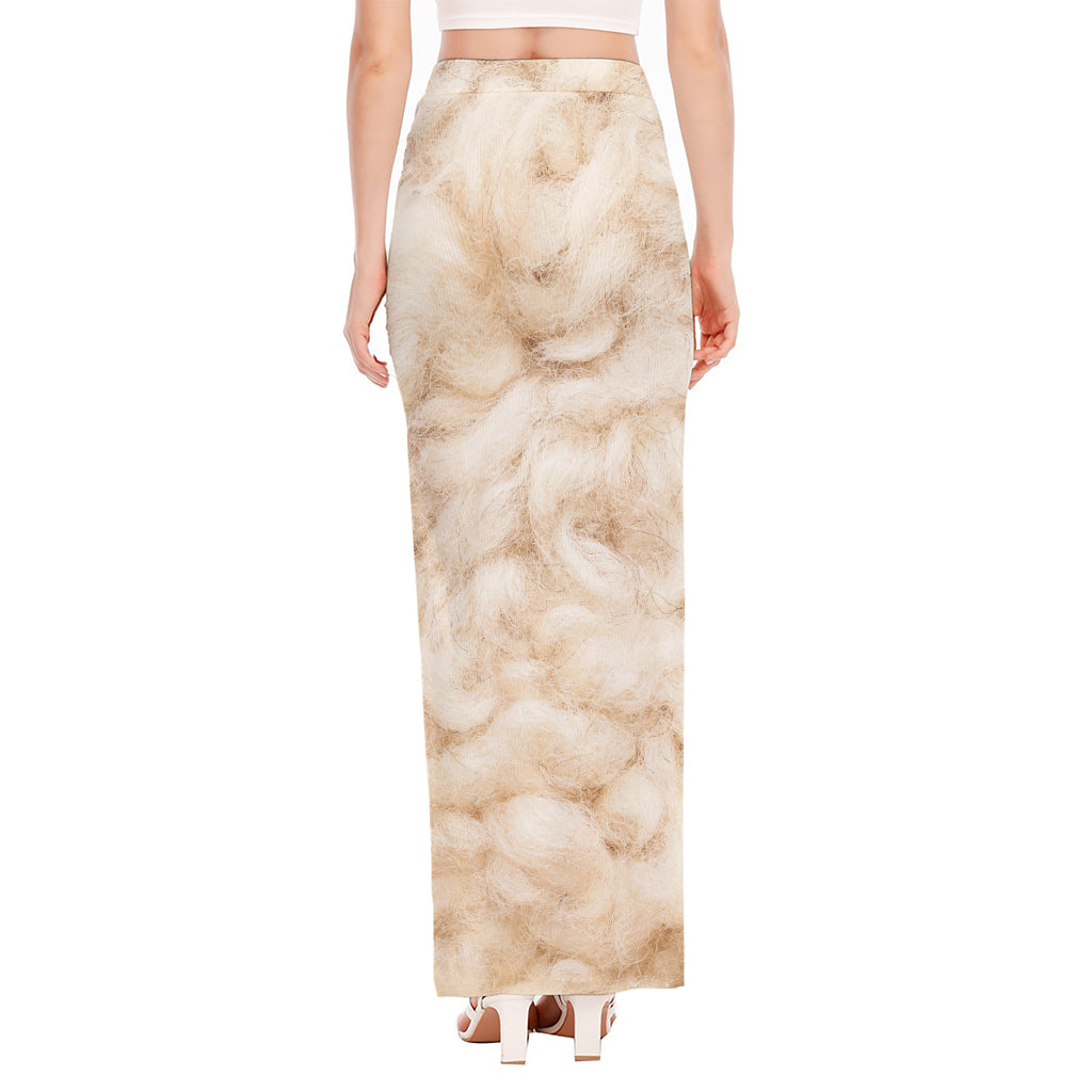 Sheepskin Print High Slit Maxi Skirt