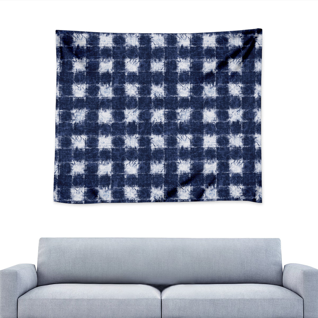 Shibori Grid Pattern Print Tapestry