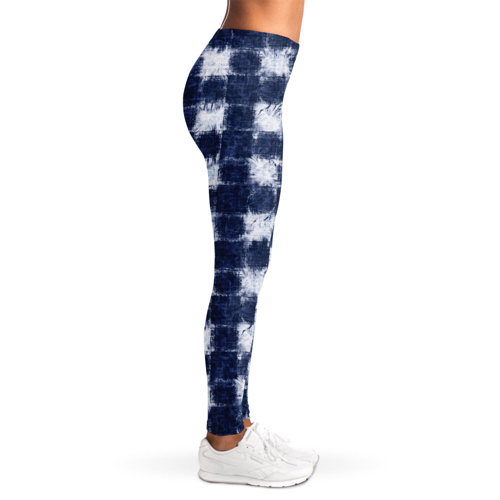 Shibori Grid Pattern Print Women's Leggings