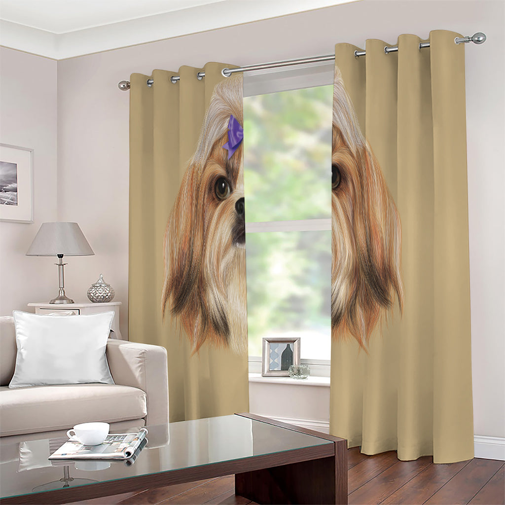 Shih Tzu Portrait Print Extra Wide Grommet Curtains