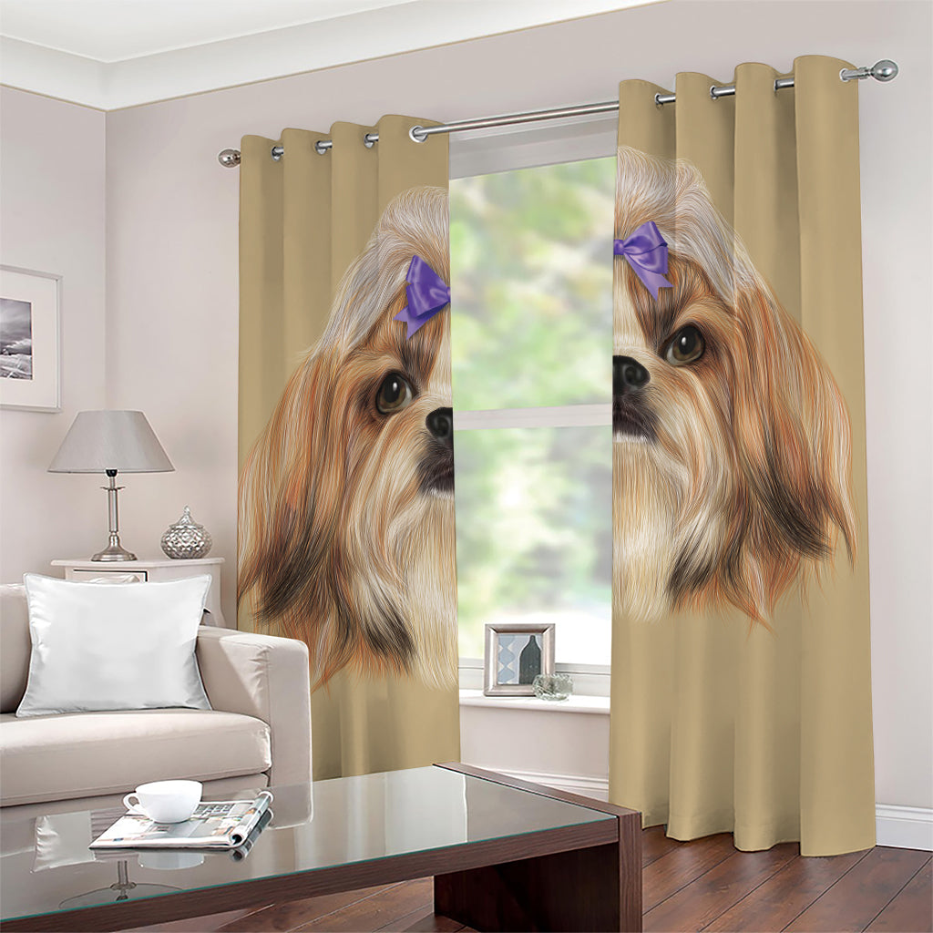 Shih Tzu Portrait Print Grommet Curtains