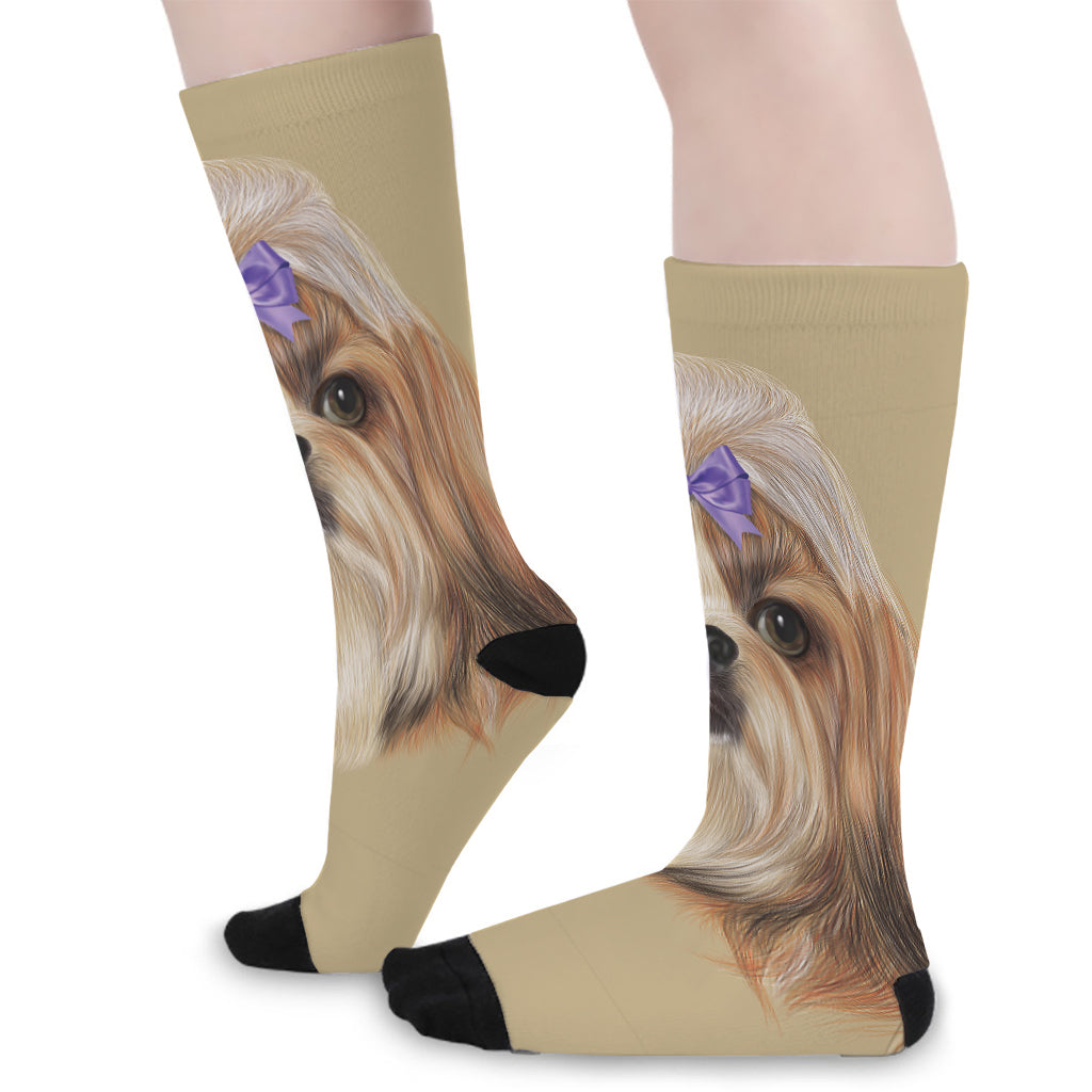 Shih Tzu Portrait Print Long Socks