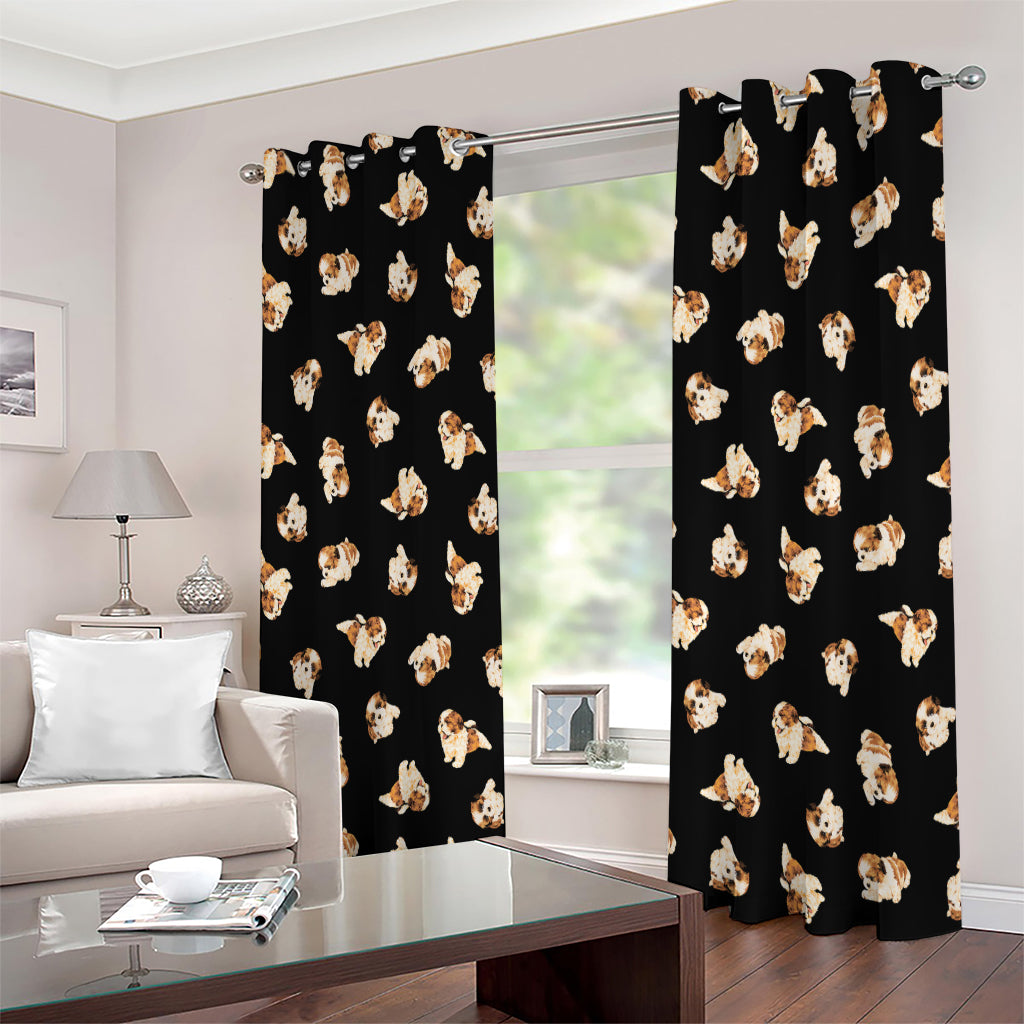 Shih Tzu Puppy Pattern Print Extra Wide Grommet Curtains