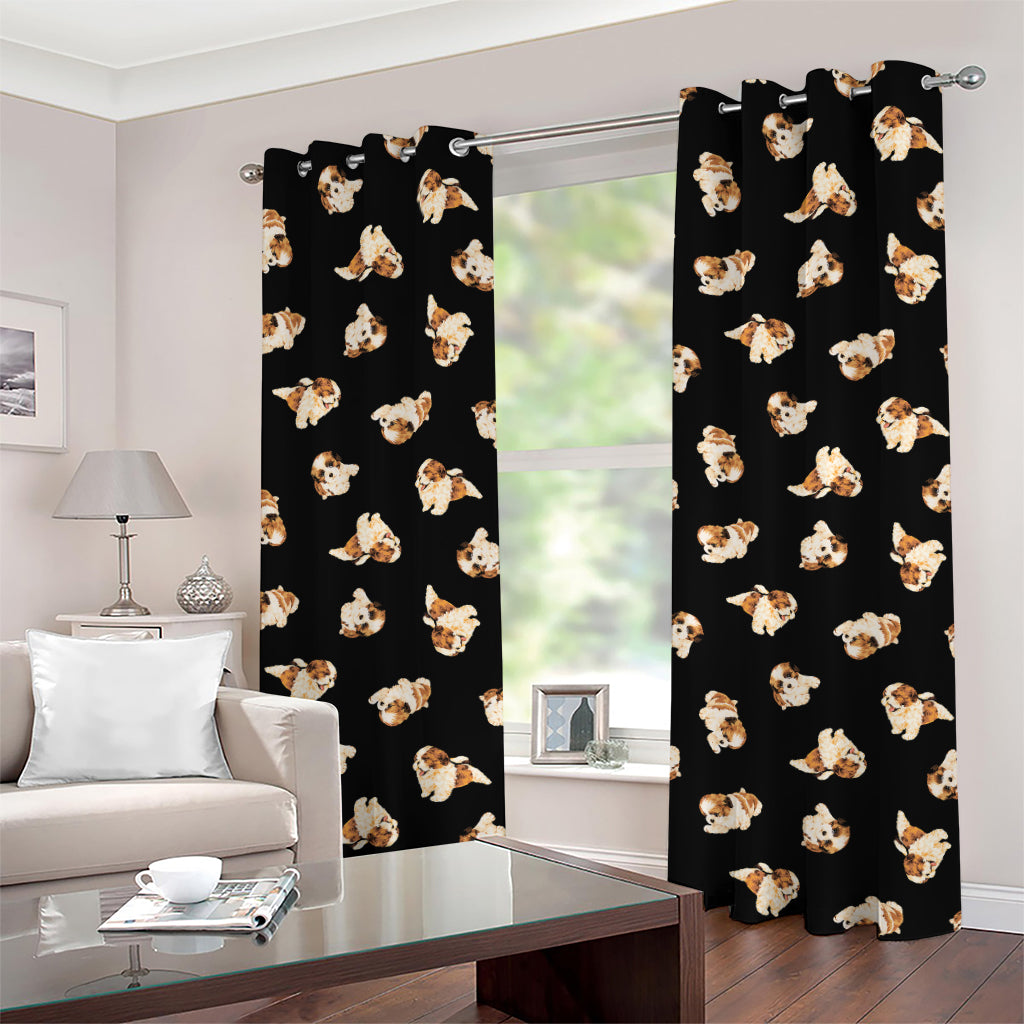 Shih Tzu Puppy Pattern Print Grommet Curtains