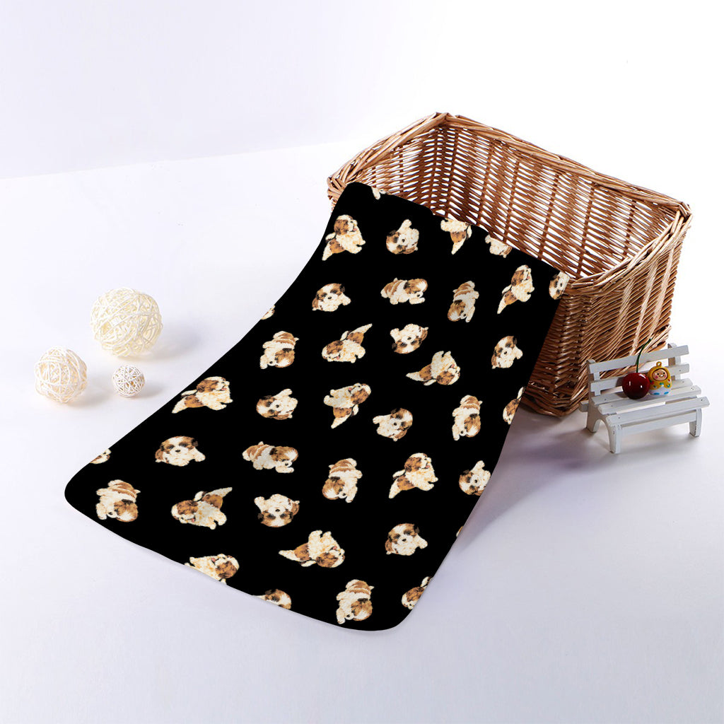 Shih Tzu Puppy Pattern Print Towel