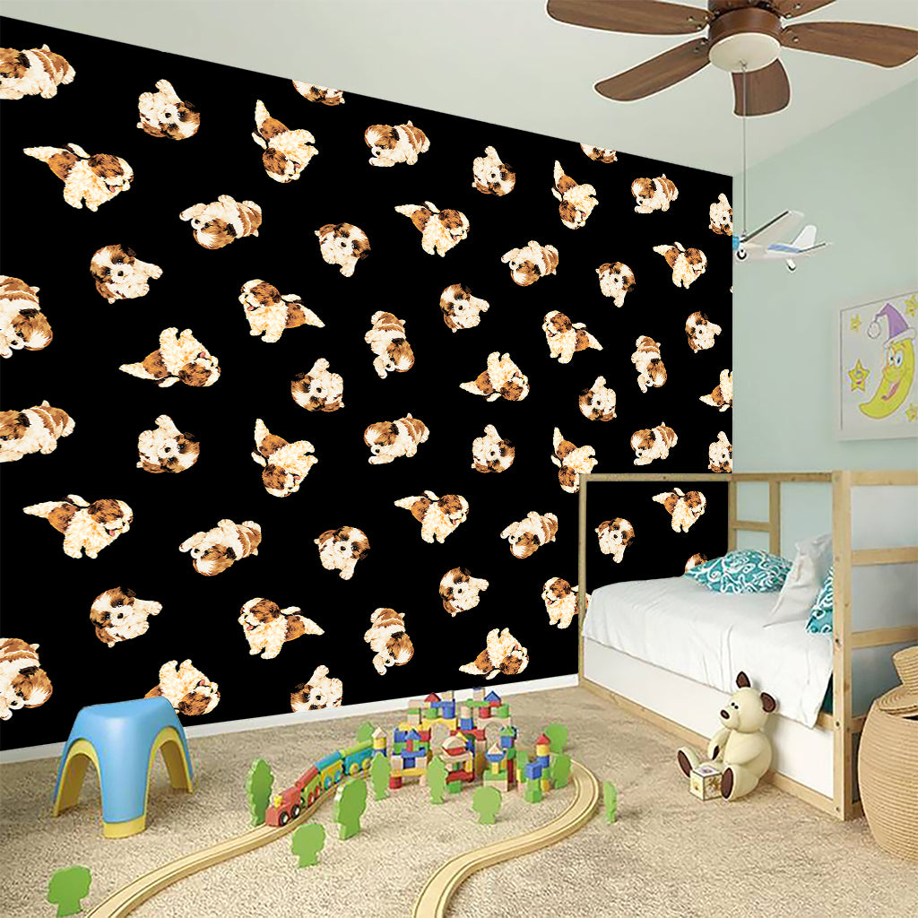Shih Tzu Puppy Pattern Print Wall Sticker