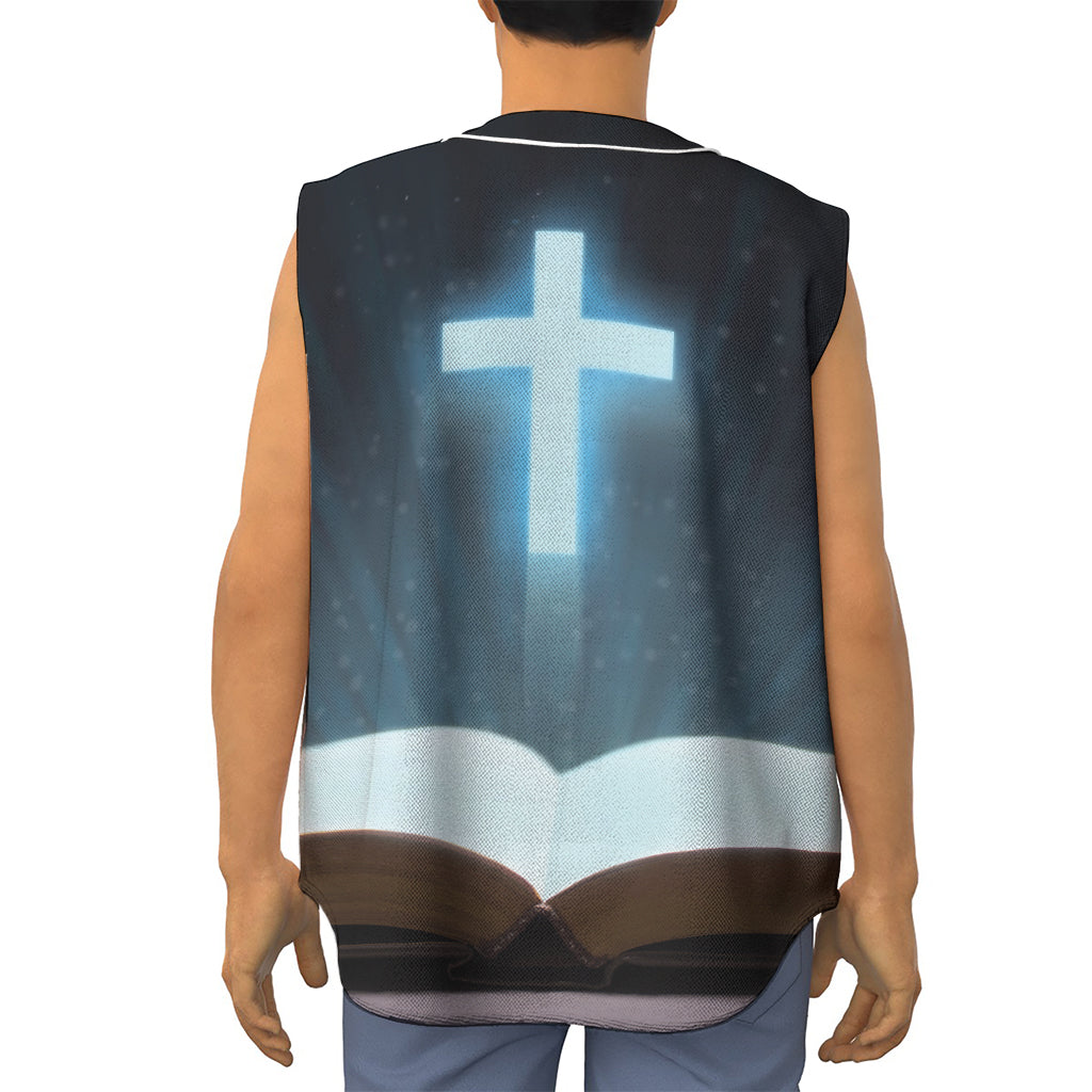 Shining Holy Bible Print Sleeveless Baseball Jersey