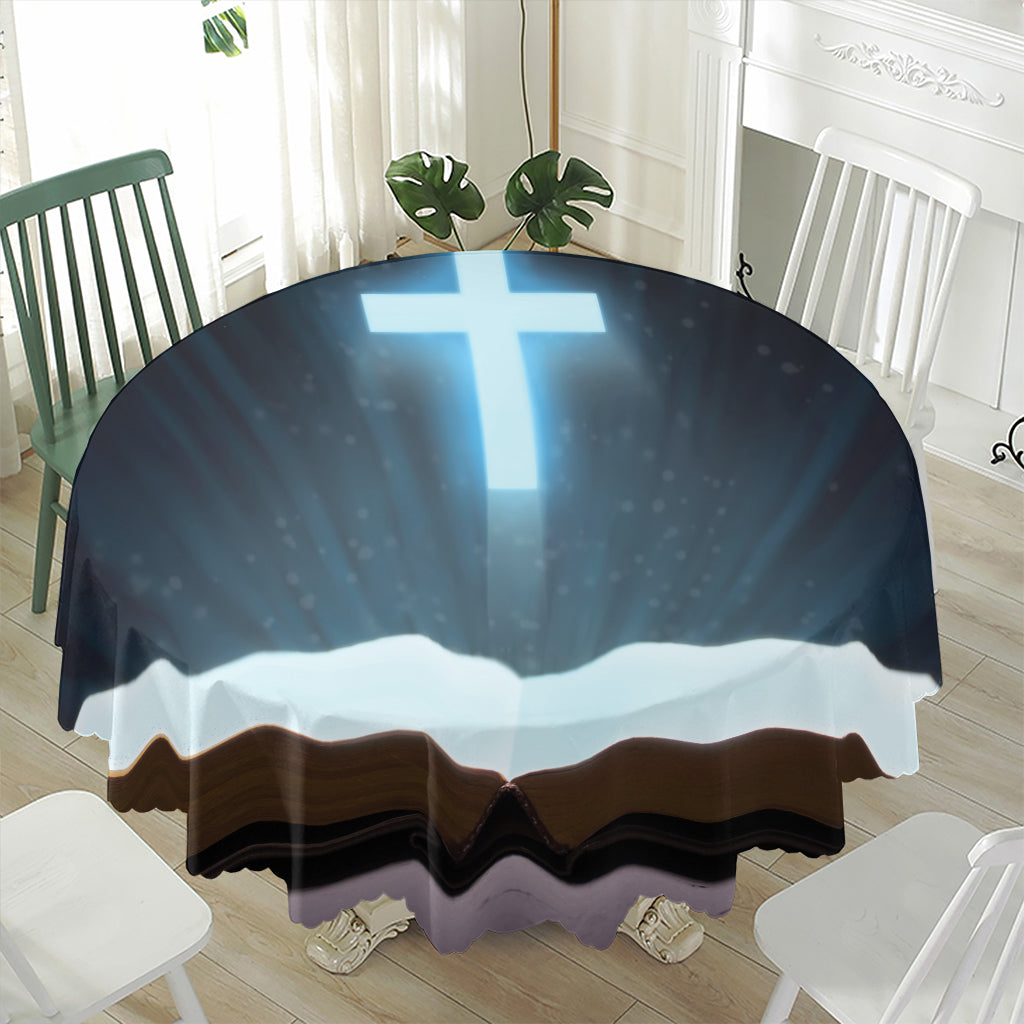 Shining Holy Bible Print Waterproof Round Tablecloth