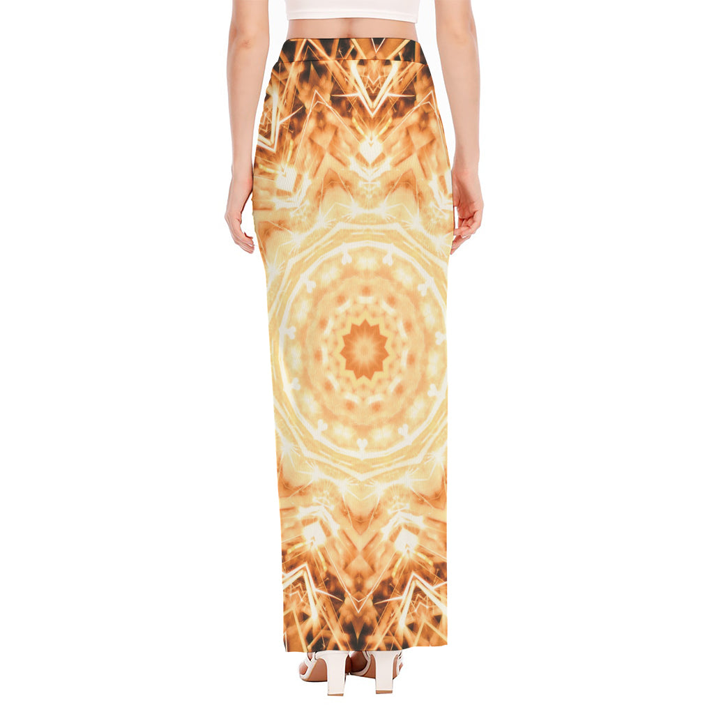 Shining Kaleidoscope Print High Slit Maxi Skirt