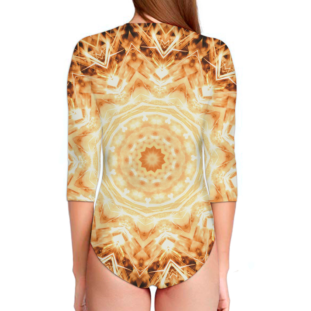 Shining Kaleidoscope Print Long Sleeve Swimsuit