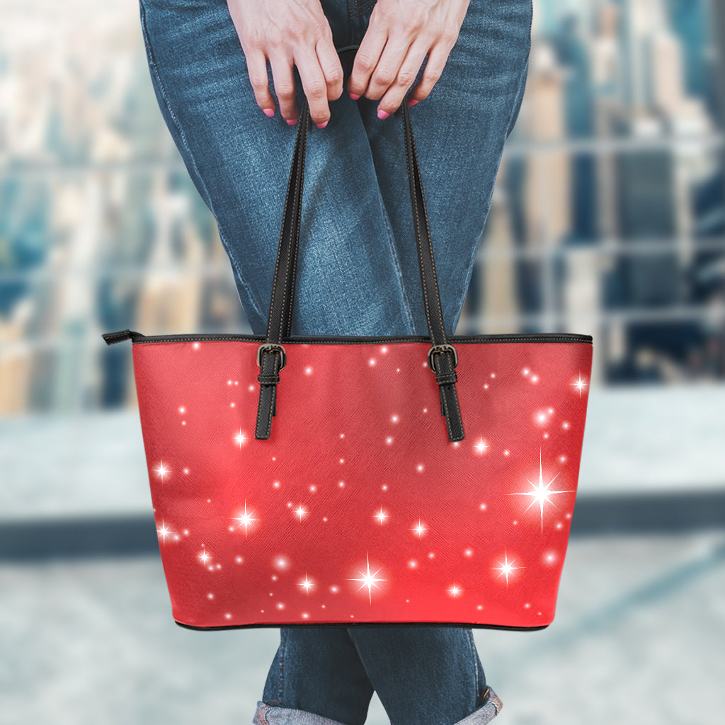 Shiny Sparkle Print Leather Tote Bag