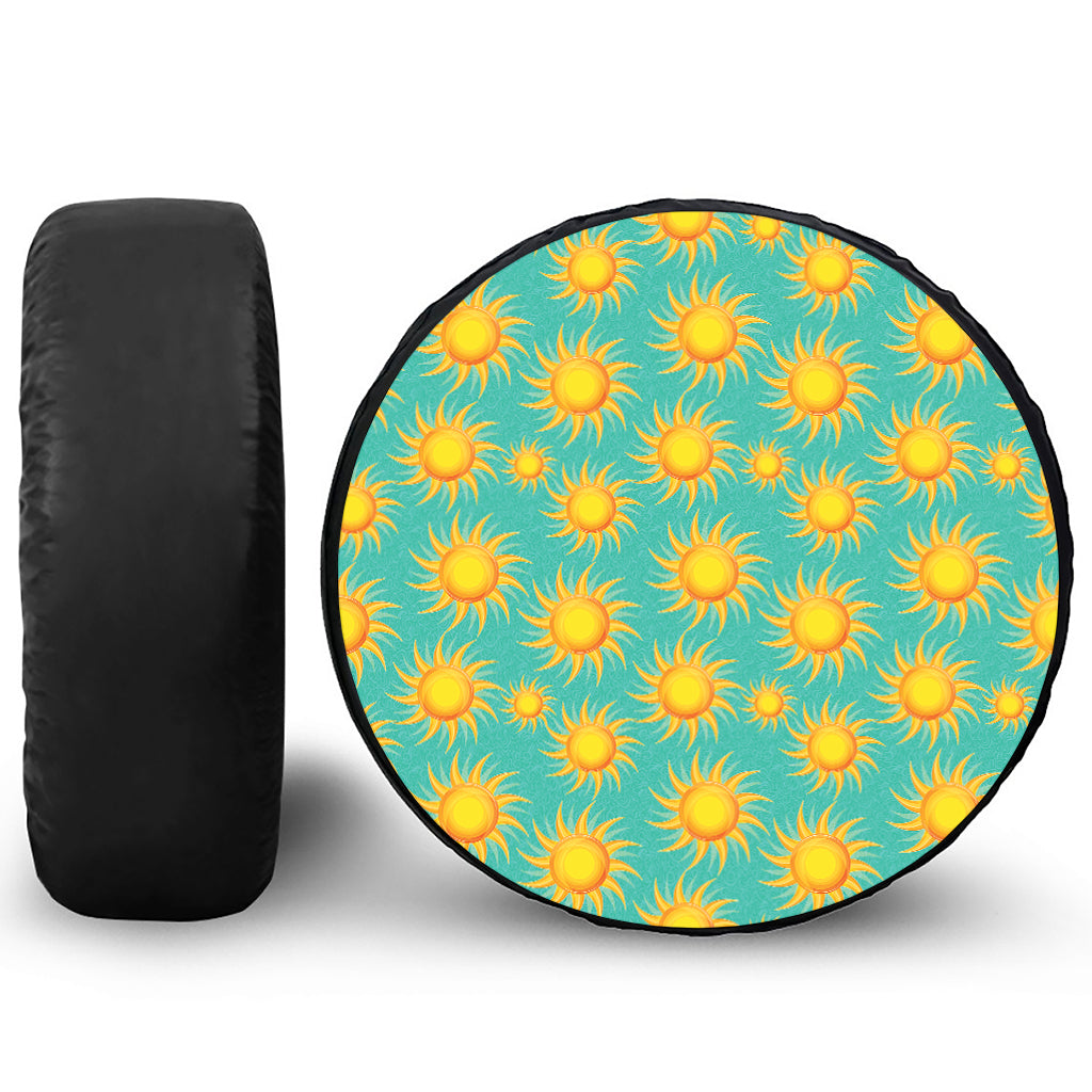 Shiny Sun Pattern Print Leather Spare Tire Cover