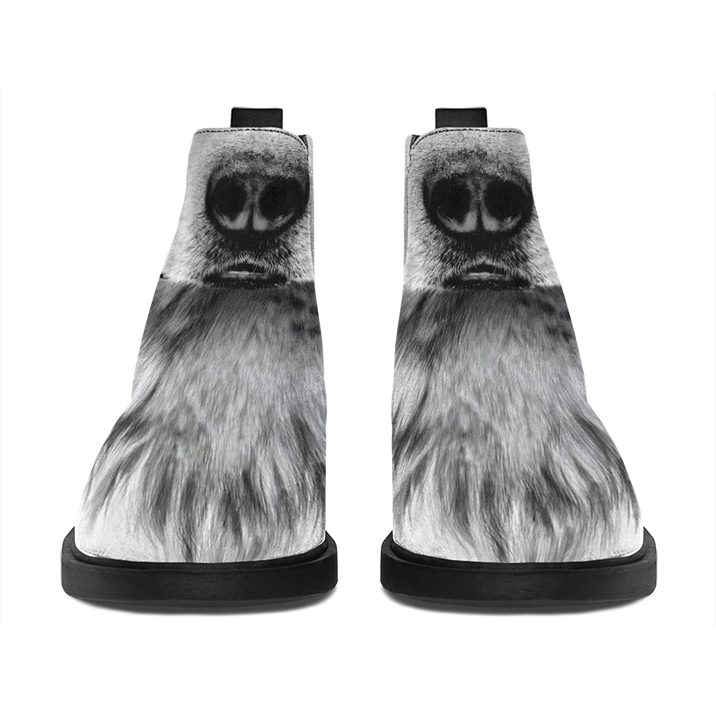 Siberian Husky Portrait Print Flat Ankle Boots