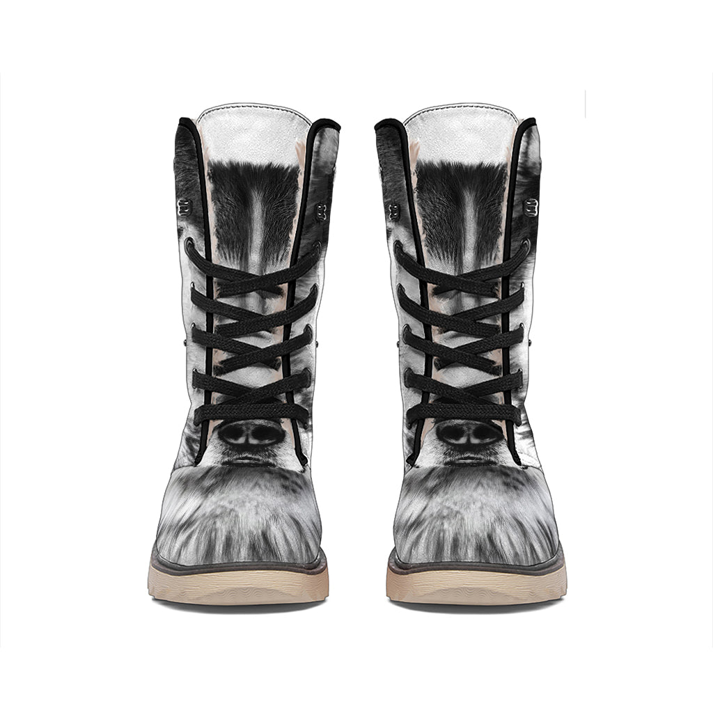 Siberian Husky Portrait Print Winter Boots