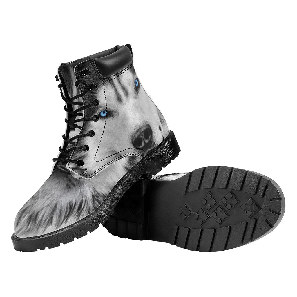Siberian Husky Portrait Print Work Boots